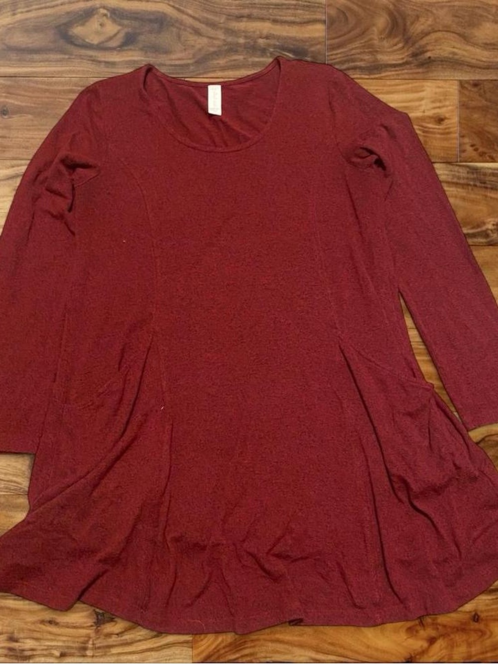 Altar'd State Long Sleeve Scoop Neck Tunic - Burgundy